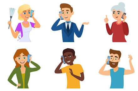 People talking phone character, a Person Illustration by Vectorstockersland