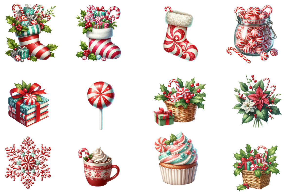Watercolor Peppermint Christmas, an Illustration by Designworld (Photo 3 of 3)