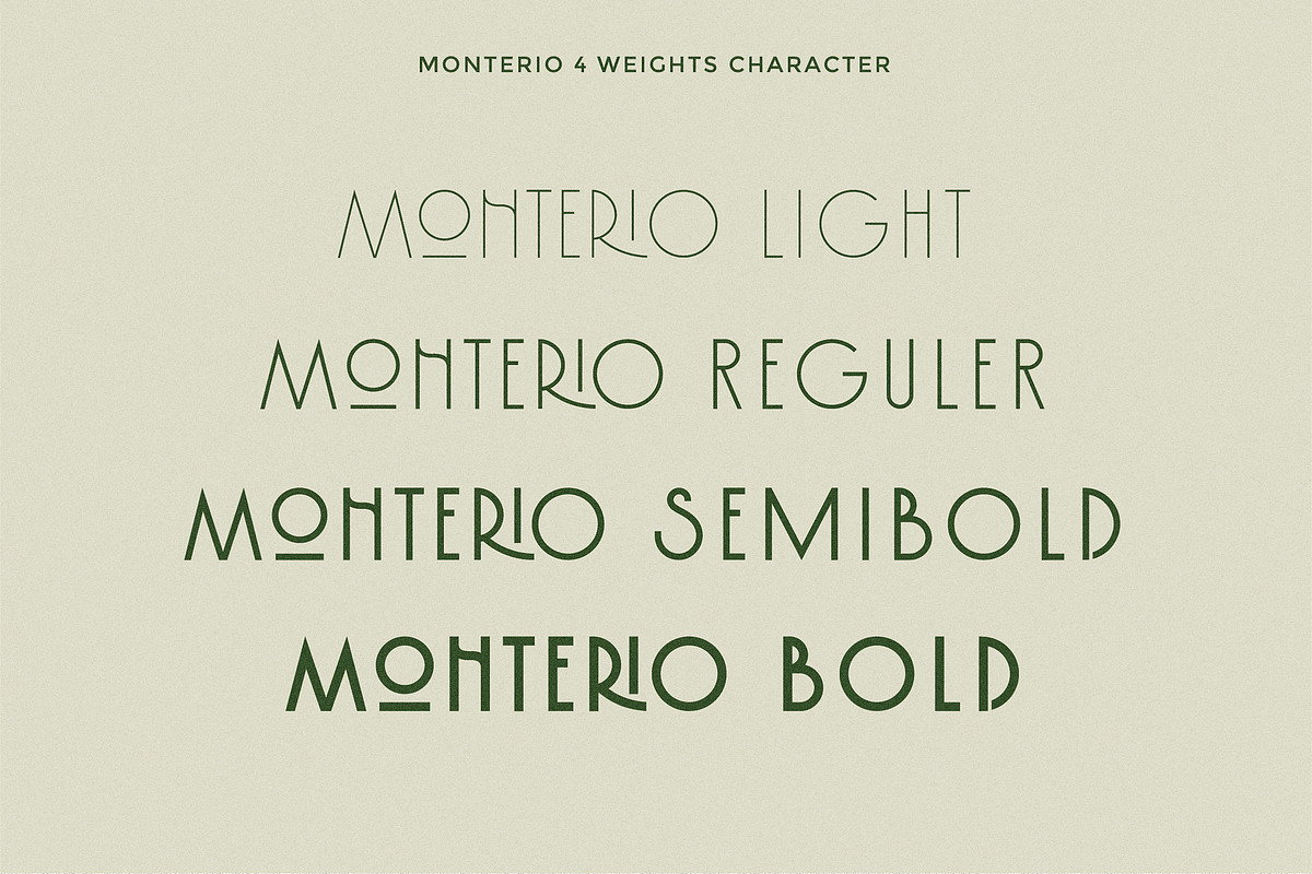 Monterio - Modern Art Deco Typeface, a Sans Serif Font by CCS Type (Photo 21 of 29)