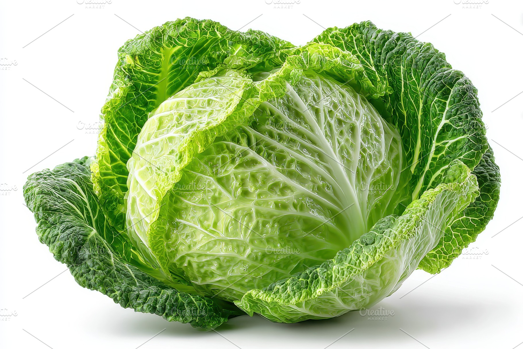 Fresh Green Savoy Cabbage Vegetable, a Photo by Pixeness Studio