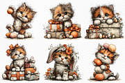 Whimsical Funny Easter Cat Clipart, an Illustration by Craft Nest (Thumbnail 4 of 6)
