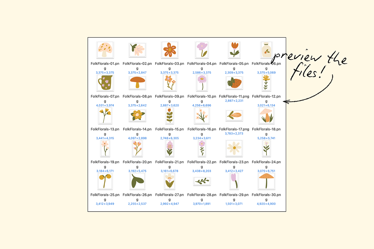 Folk Florals Clip Art, an Object Graphic by denofdreamers (Photo 3 of 3)