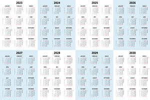 Calendar Planner 2023 - 2030, an Illustration by Golden Sikorka