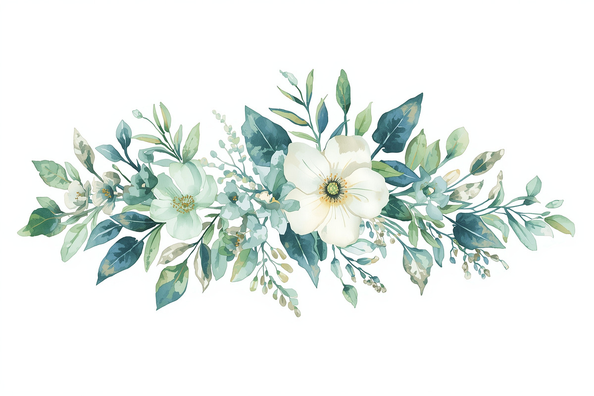 Blue Watercolor Floral Set, an Illustration by Designer_Momina (Photo 12 of 16)