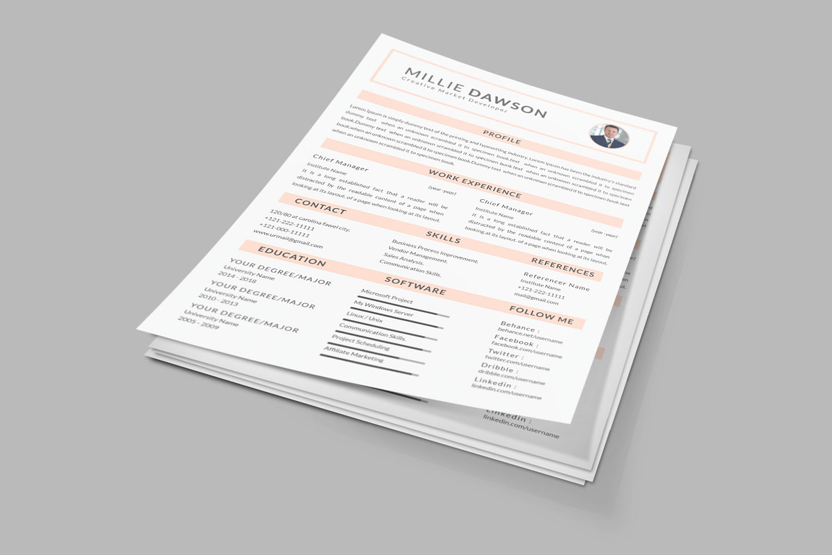 Resume Template and Cover Letter, a Resume Template by designvillage (Photo 4 of 13)