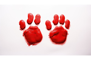 paint red paw ai generated, an Abstract Photo by pikepicture