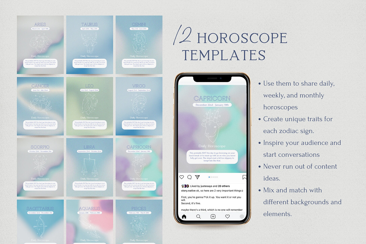 Mystical Instagram Astrology Canva, a Social Media Template by Story Native (Photo 7 of 11)