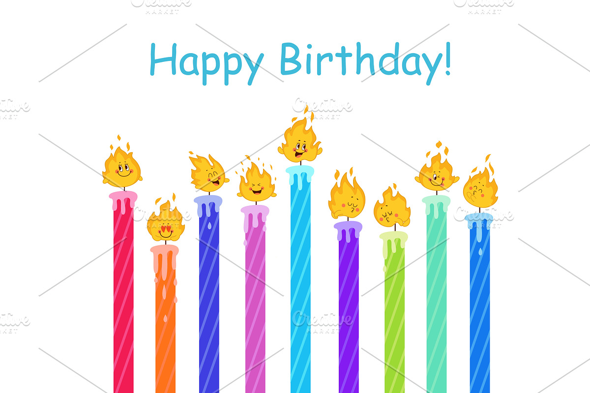 Birthday banner with fire characters, an Object Illustration by Valerie Bodnar