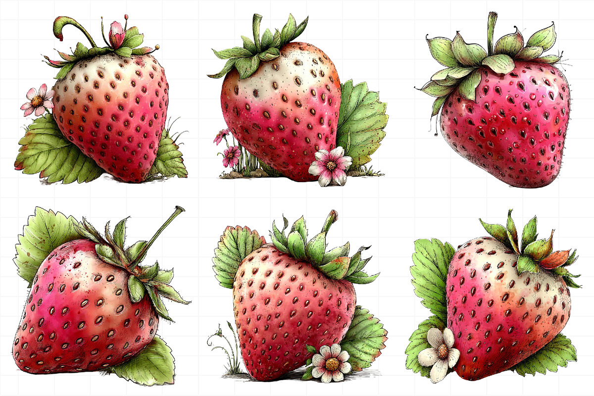 Whimsical Spring Strawberry Clipart, an Illustration by Daily.Designs (Photo 5 of 7)
