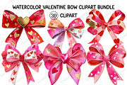 Watercolor Valentine Bow Clipart, an Illustration by Creative Art (Thumbnail 1 of 9)
