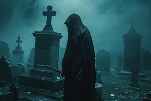 Death with a scythe in the cemetery, a Photo by Pictures for you!!!!!!!!!