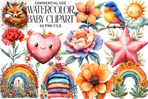 Watercolor Baby Clipart Bundle, an Illustration by Daily.Designs