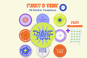 Funky Sticker Templates, a Stationery Template by Hell Yeah Designs