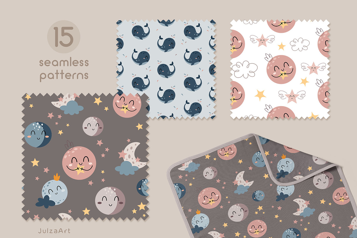 Sweet dreams clipart & patterns, an Animal Illustration by JulzaArt (Photo 5 of 9)