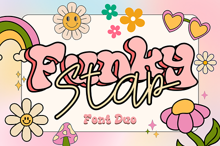 Funky Star is stylish retro duo font, a Handwritten Font by Brown Cupple