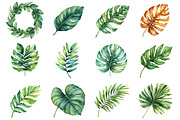 Watercolor Tropical Leaves Clipart, an Illustration by Design Market (Thumbnail 2 of 3)