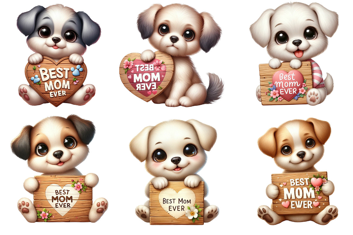 Watercolor Best Mom Ever Dog Clipart, an Illustration by CraftArtStudio (Photo 2 of 5)