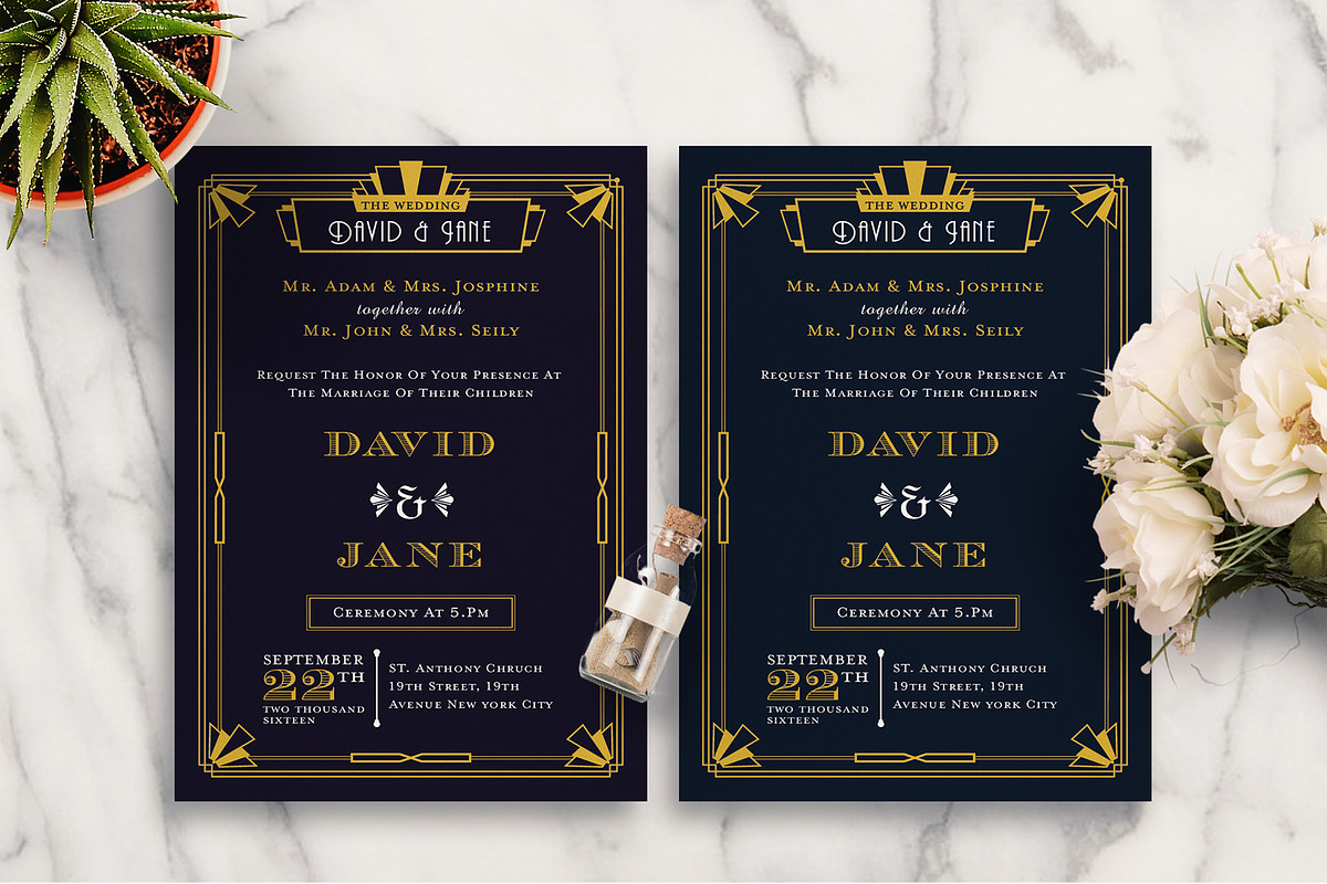 ART DECO WEDDING INVITATION, an Invitation Template by Totem Invitation House (Photo 2 of 4)