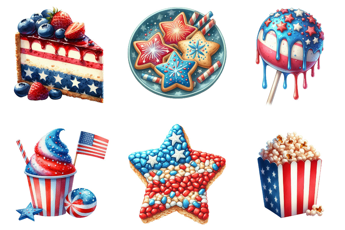 Watercolor 4th of July Snacks PNG, an Illustration by SinaCreation (Photo 2 of 5)
