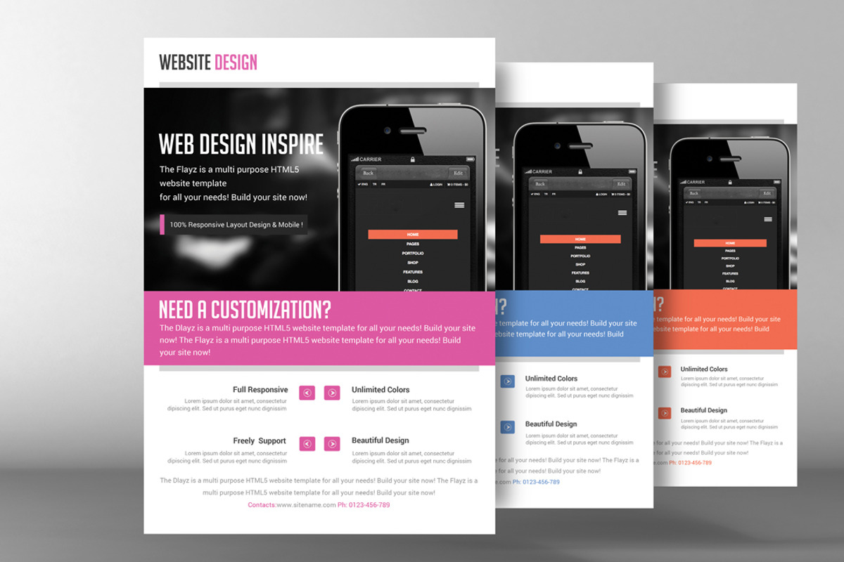 Website Responsive Flyers Template, a Flyer Template by graphicforest
