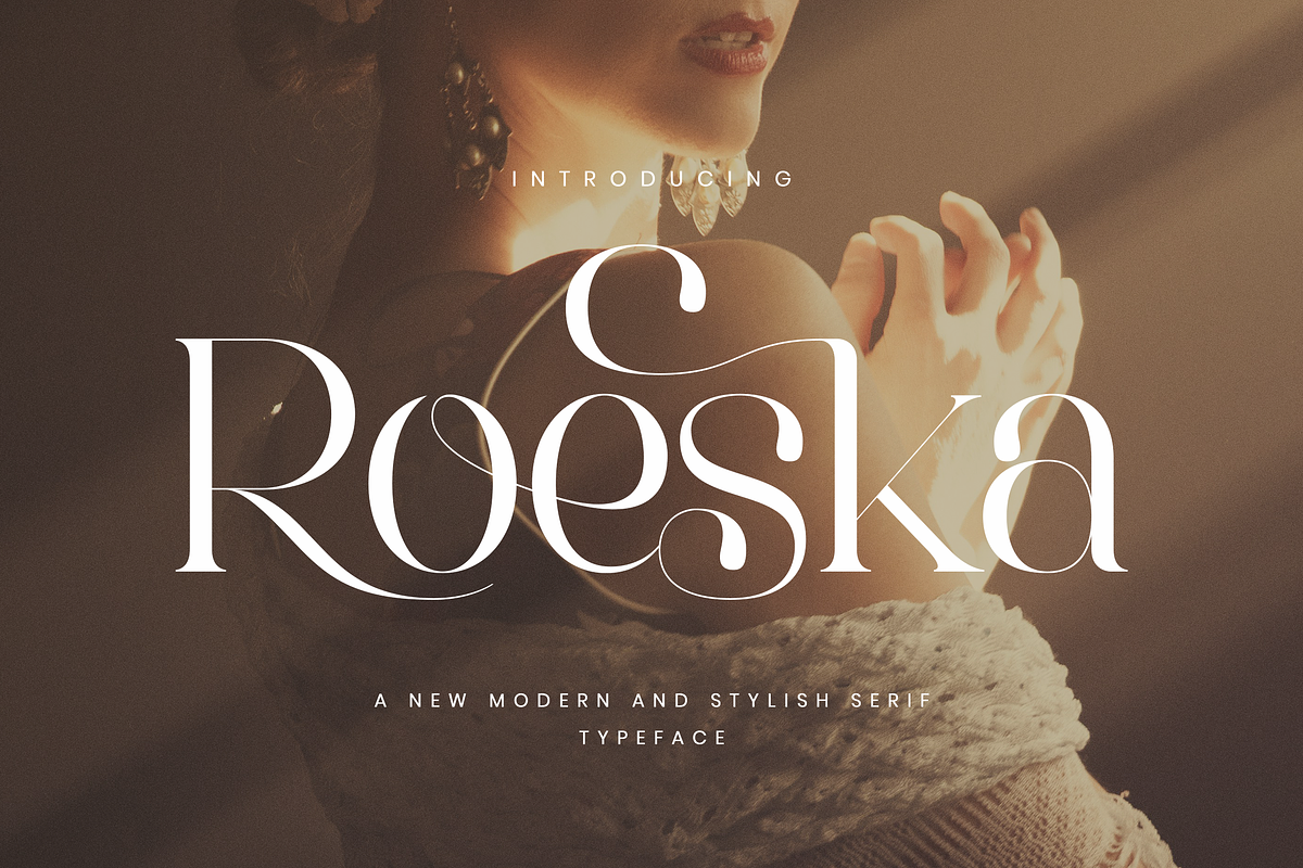 Roeska - Modern Serif Font, a Serif Font by Aqeel_Art (Photo 1 of 12)