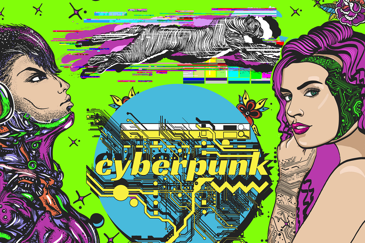 Cyberpunk old school tattoo, a Graphic by intueri (Photo 1 of 7)