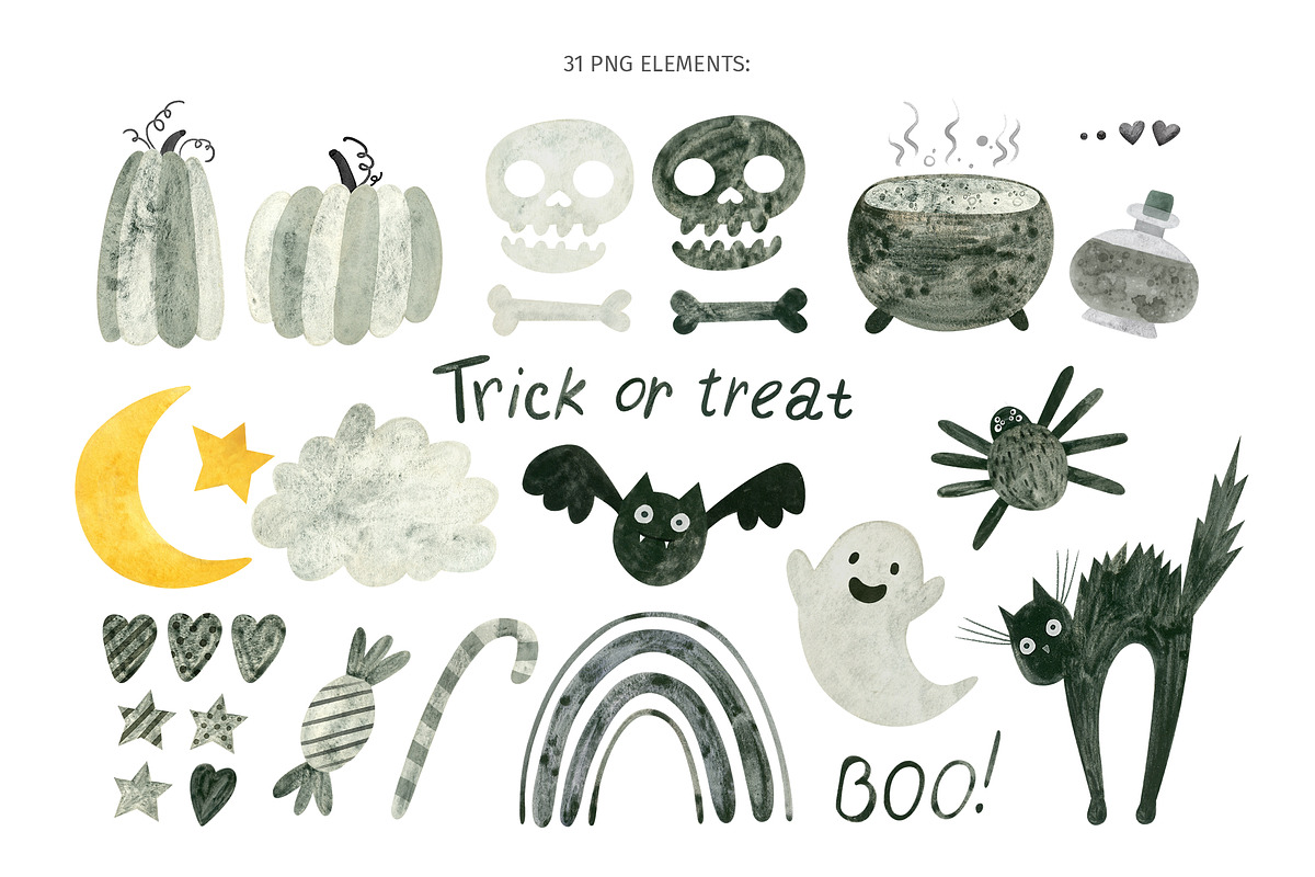 Halloween Clipart, Rainbows, Pattern, a Graphic by Valin Malin (Photo 2 of 14)