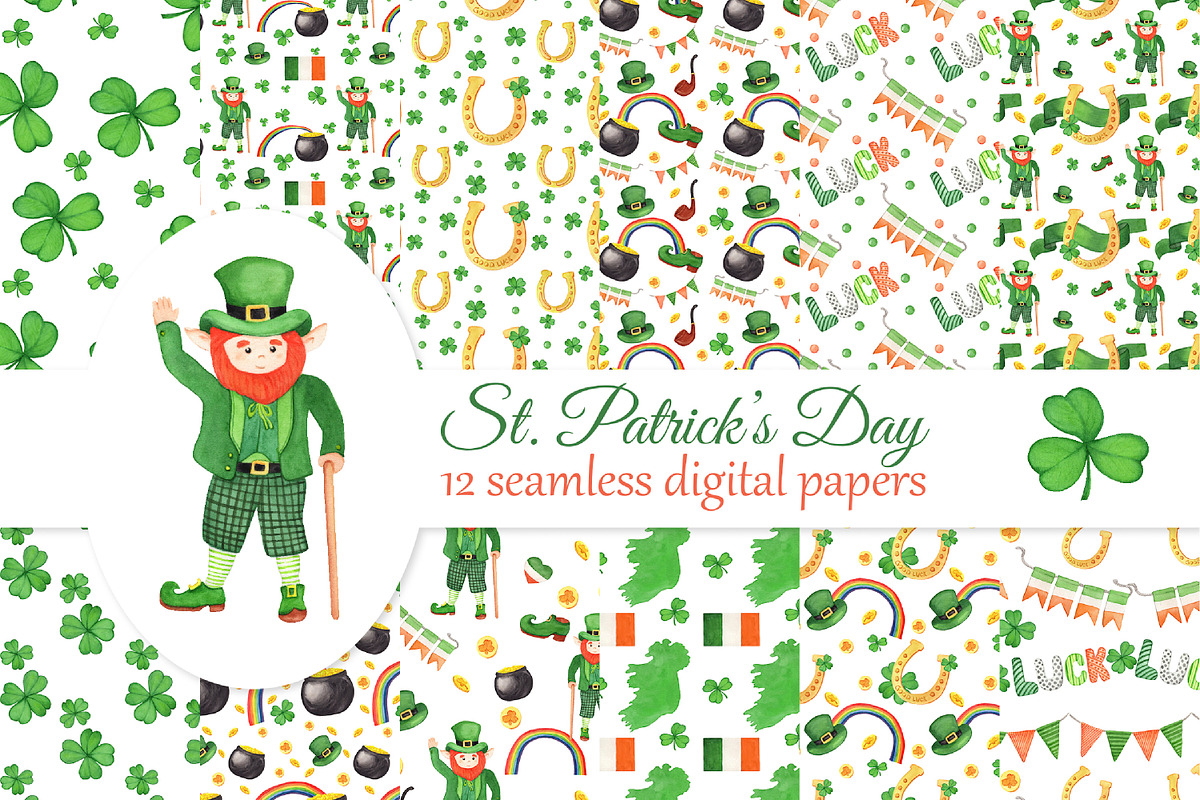 St. Patricks Day watercolor clipart, an Illustration by s.yanyeva (Photo 5 of 6)