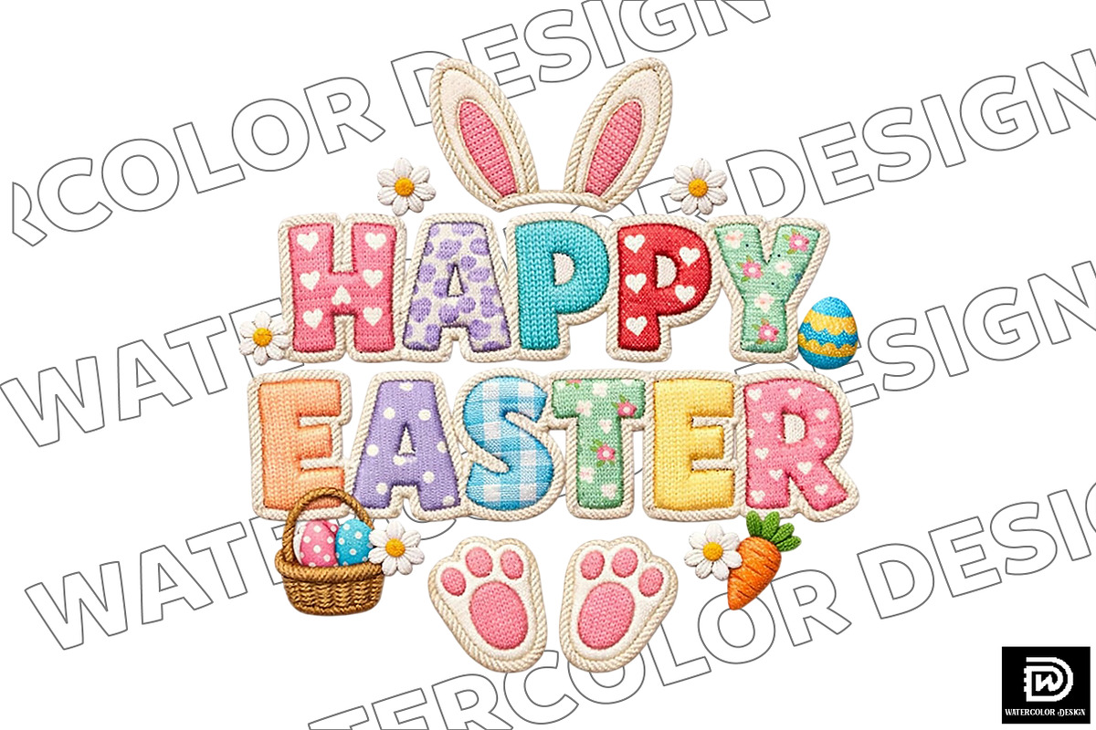 Latch Yarn Happy Easter Png, an Illustration by Watercolor design (Photo 2 of 4)