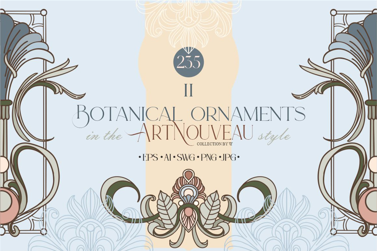 Botanical ornaments in the Art Nouve, a Pattern Graphic by Collection by VY (Photo 1 of 9)