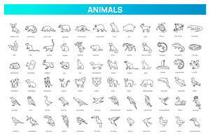 Animal icons. Vector icon set, an Animal Illustration by Tettygreen