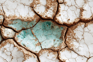 Dry cracked earth with blue minerals, a Photo by Pavel_design