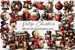 Vintage Christmas Clipart, an Illustration by Designworld