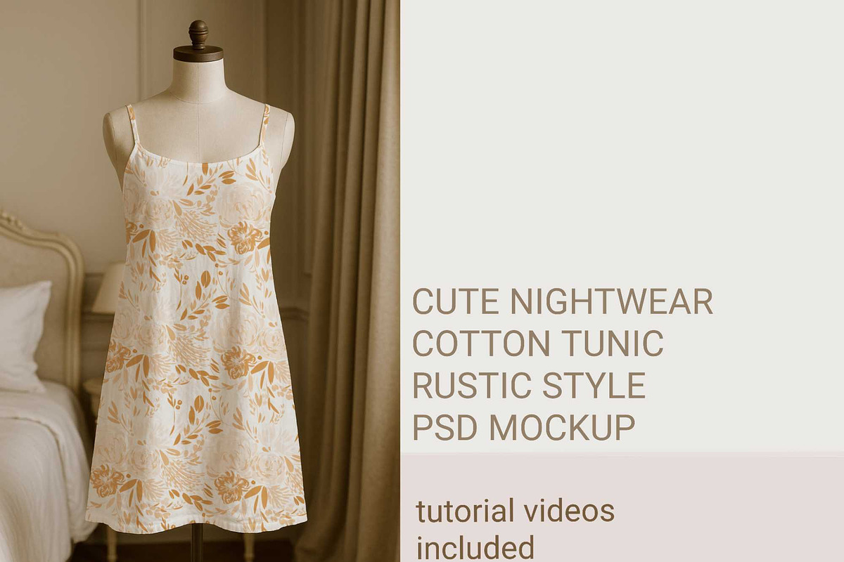 Night wear tunic psd rustic mockup, a Shirt Mockup by jenartstudio (Photo 1 of 3)
