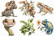 Watercolor Reptile Clipart Bundle, an Illustration by Craft Nest (Thumbnail 2 of 6)