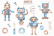 Robots watercolor collection, an Animal Illustration by Marina Ermakova (Thumbnail 2 of 10)
