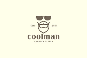 Vintage Head Man Cool Logo