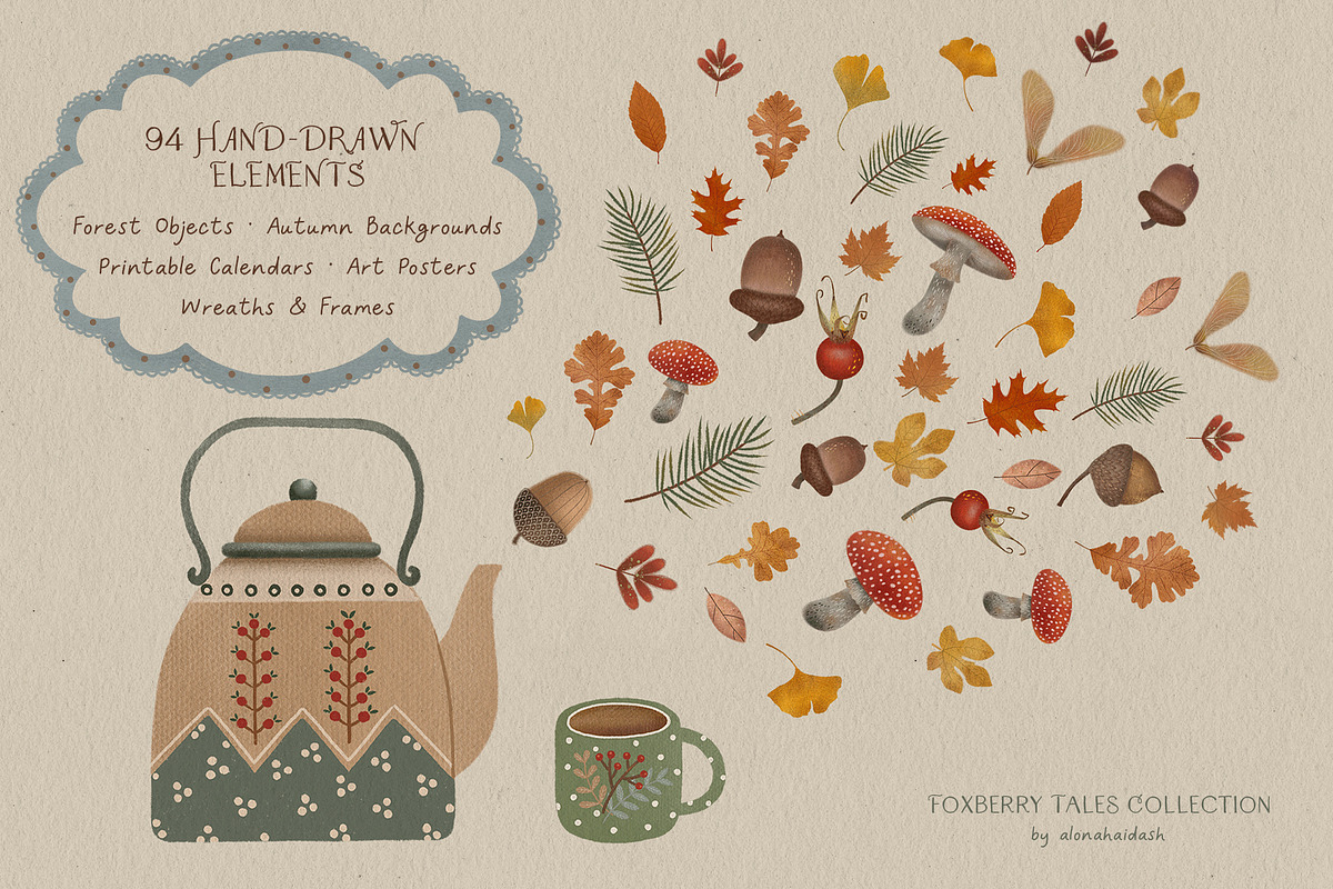Foxberry Tales – Autumn Clipart Set, an Object Graphic by alonahaidash (Photo 3 of 13)