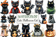 Watercolor Cute Halloween Cat, an Illustration by Craft Nest (Thumbnail 1 of 6)
