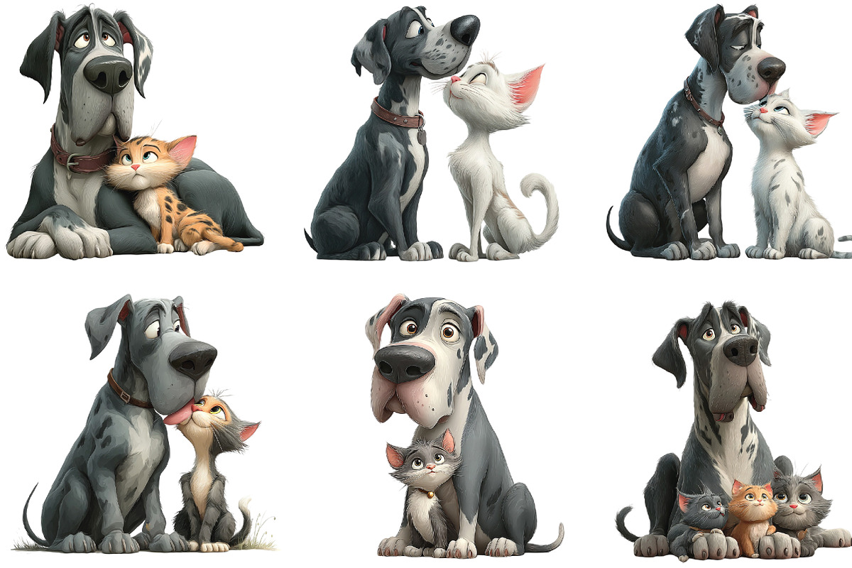 Great Danes with Kittens Clipart, an Illustration by CraftArtStudio (Photo 4 of 6)
