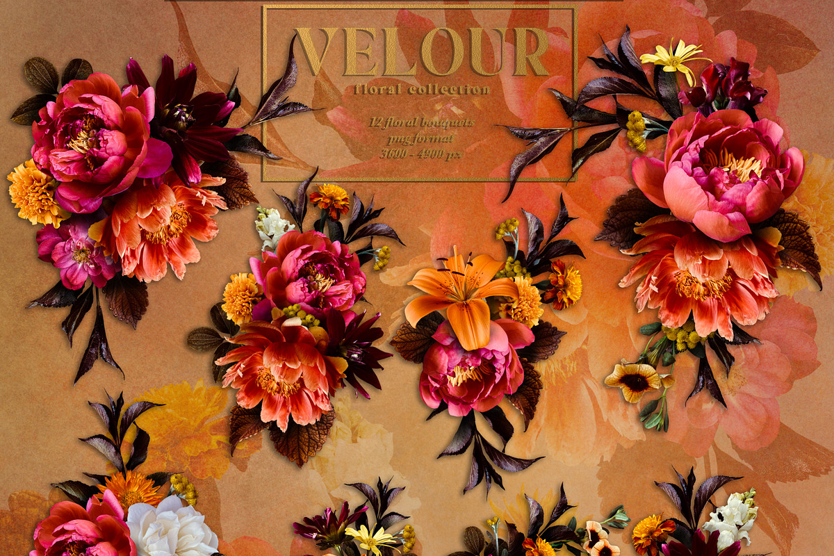 Velour Floral Clip Art Collection, an Object Graphic by Eclectic Anthology (Photo 4 of 9)