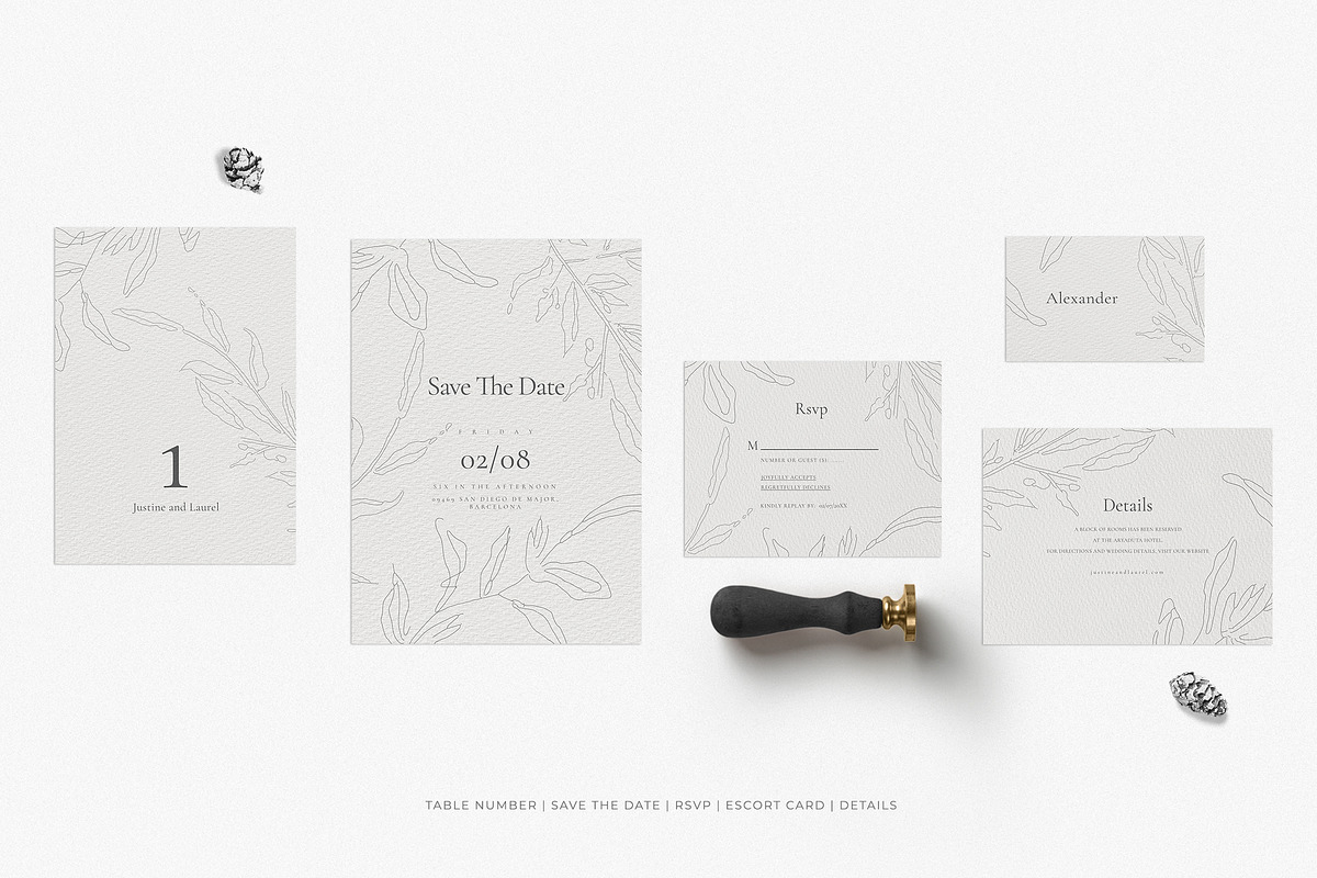 Elegant Floral Sketch Wedding Set, an Invitation Template by Azka Creative (Photo 4 of 6)