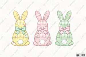 Patchwork Bunny Appliqué Design PNG, an Illustration by CraftArtStudio