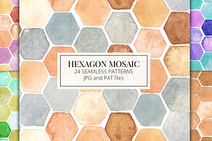 Hexagon Watercolor Seamless Patterns