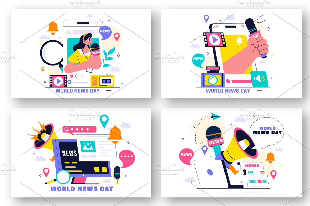 10 World News Day Illustration, an Object Illustration by denayunebgt (Photo 3 of 4)