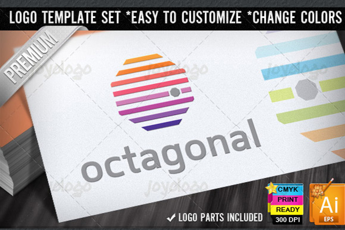 Color Lines Octagonal Logo Template, a Branding & Logo Template by joyologo (Photo 1 of 3)