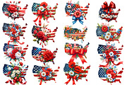 4th of July Floral USA State Map, an Illustration by Designworld (Thumbnail 2 of 4)