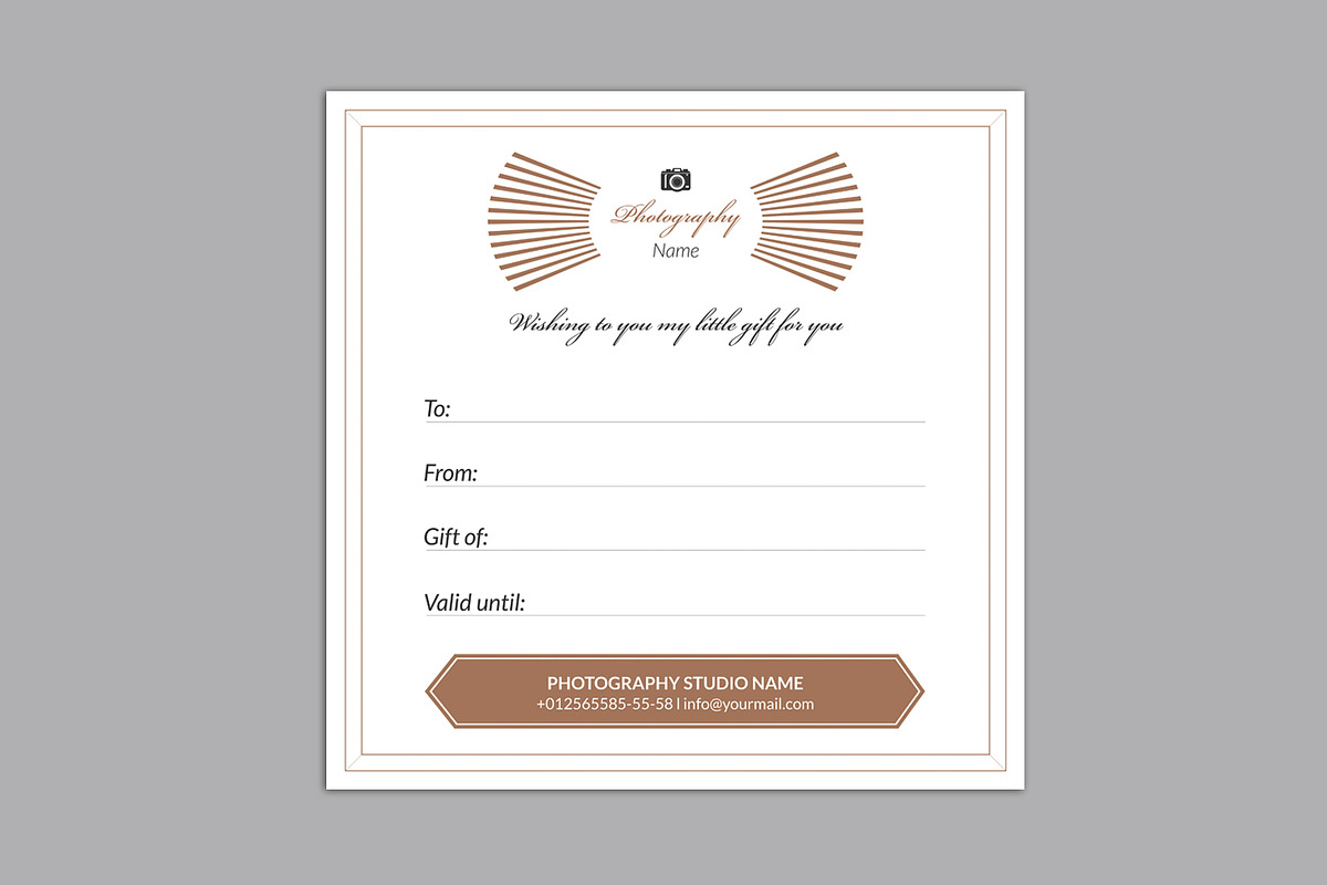 Photographer Gift Certificate-V03, a Card Template by Template Shop (Photo 2 of 5)