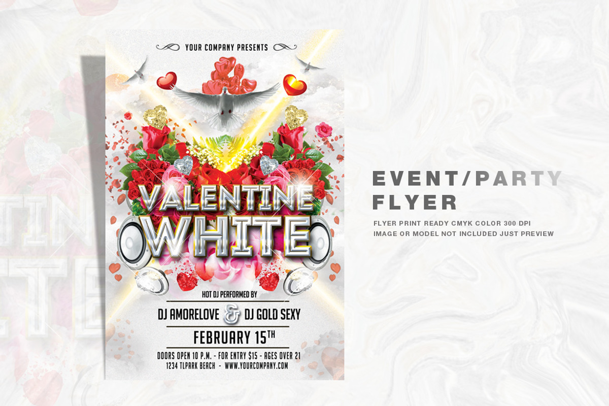 White Valentine Party Flyer, a Flyer Template by feydesign (Photo 1 of 2)
