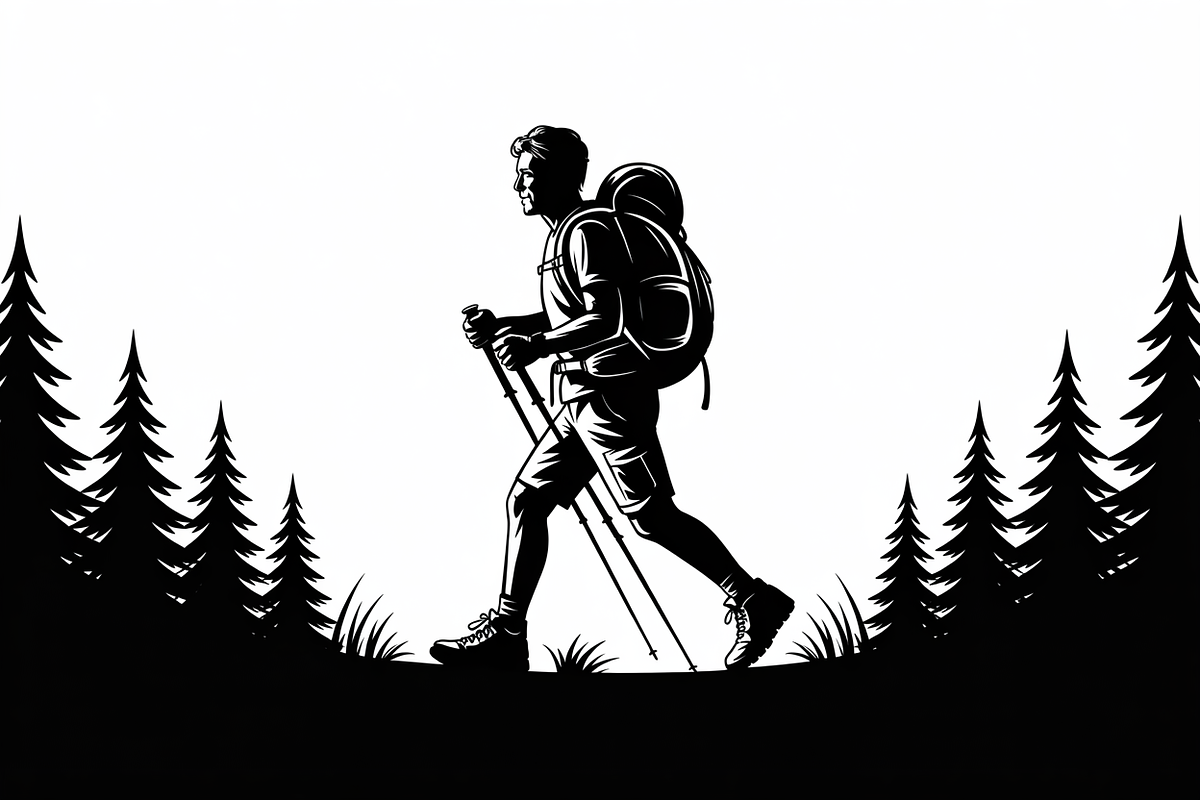 silhouette hiker climbing a mountain, an Illustration by Amazin_art (Photo 13 of 17)